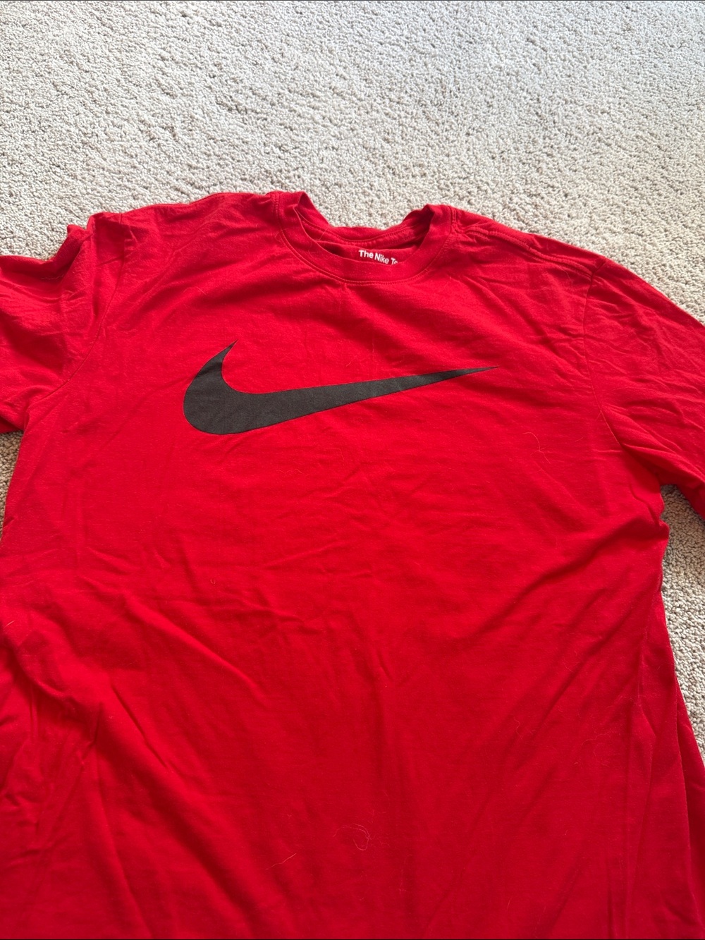 Nike Men’s Red Short Sleeve Tee with Black Swoosh